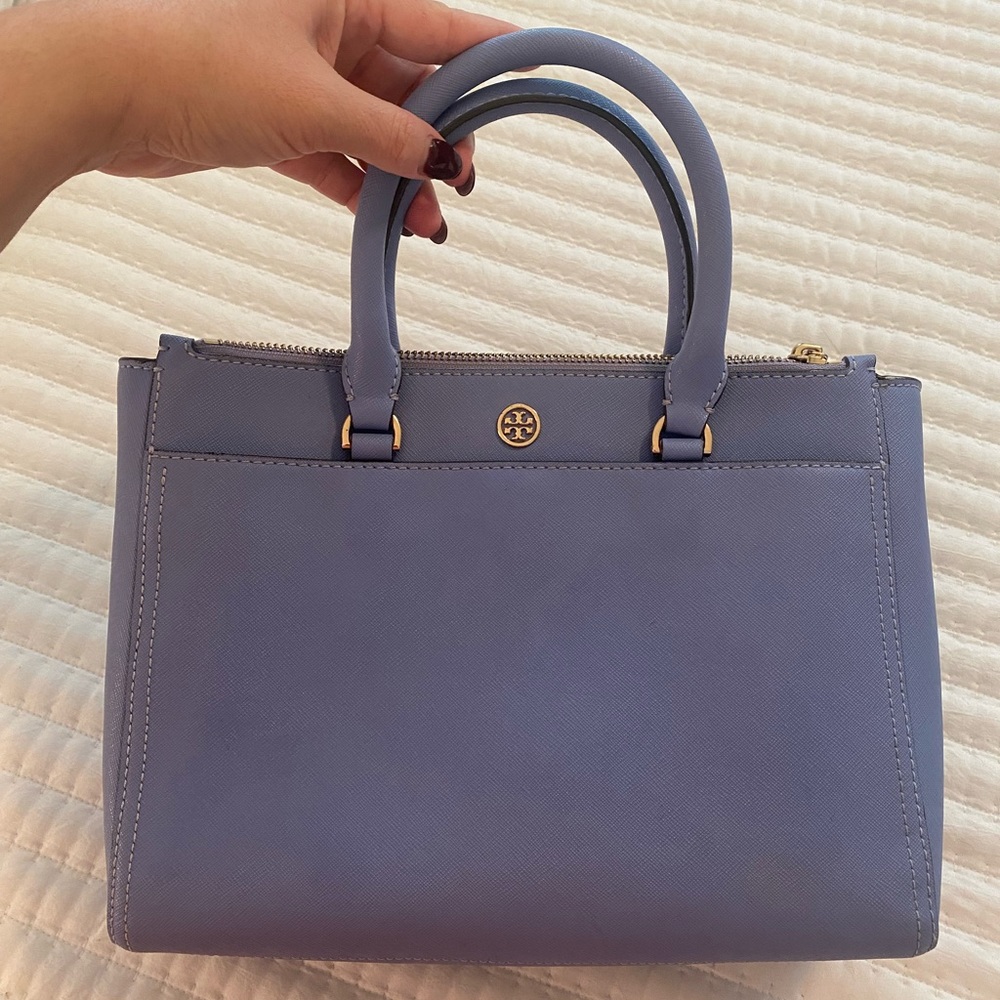 Tory Burch Periwinkle Saffiano Leather Tote